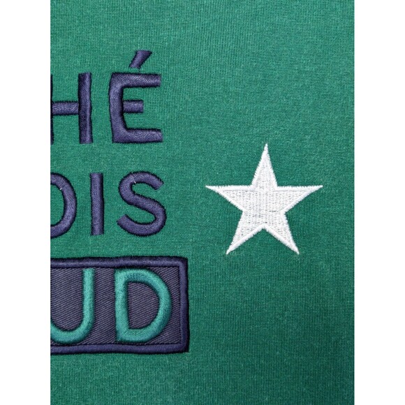 Vintage Marithe Francois Girbaud T Shirt Size L Green Embroidered Spellout Stars - Picture 11 of 15